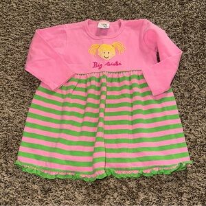 Pink and Green Striped 'Big Sister' Kids Dress